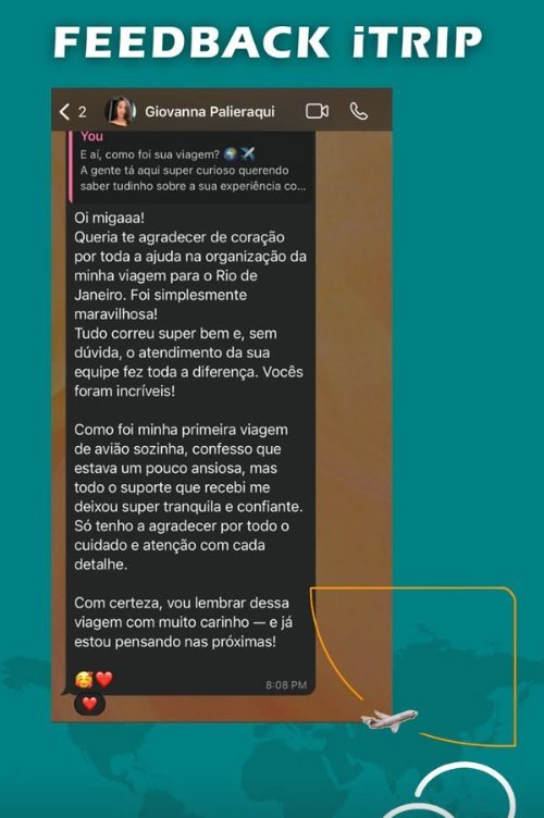 Depoimento da viajante Giovanna Palieraqui sobre a viagem ao Rio de Janeiro organizada pela iTrip